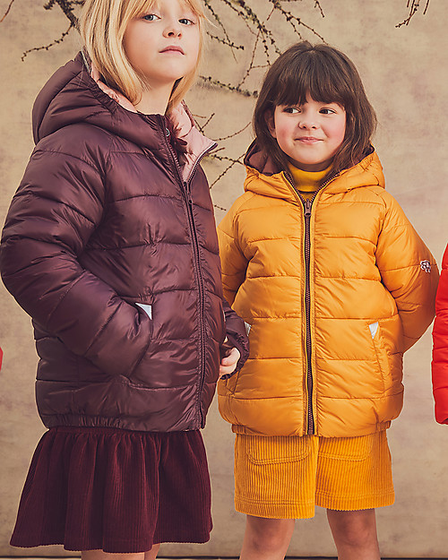 Toastie Kids Sustainable Reversible Puffer Jacket Ochre Chestnut Eco Down Fill unisex bambini