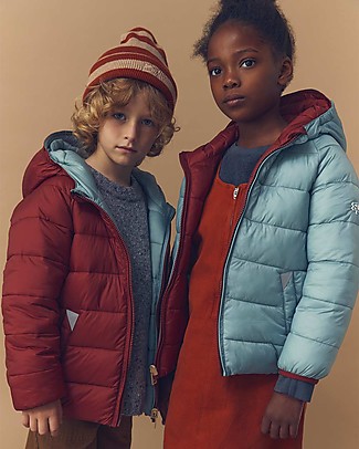 Toastie Kids Sustainable Reversible Puffer Jacket - Pecan&Seagrass - Eco Down Fill Coats