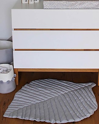 Toddlekind Organic Cotton Leaf Mats - Stone - 128x96 cm - The Perfect Topper for Your Playmat! Carpets