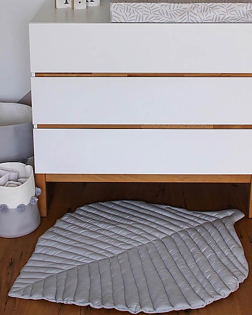 Toddlekind Organic Cotton Leaf Mats - Stone - 128x96 cm - The Perfect Topper for Your Playmat! Padded Playmats