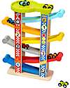 Tooky Toy Car Tower - 6 Machines Included - 32 x 14 x 38 cm - 18m+ Wooden Toy Cars, Trains & Trucks