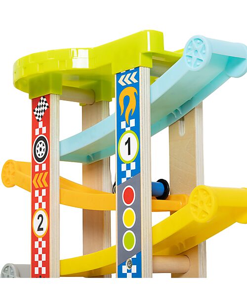 Tooky Toy Car Tower - 6 Machines Included - 32 x 14 x 38 cm - 18m+ Wooden Toy Cars, Trains & Trucks