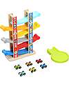 Tooky Toy Car Tower - 6 Machines Included - 32 x 14 x 38 cm - 18m+ Wooden Toy Cars, Trains & Trucks