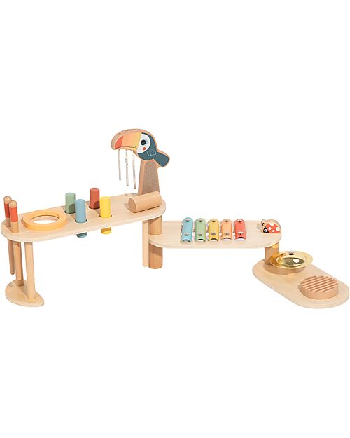 Tooky Toy Foldable Wooden Music Set - 32.2 x 12 x 29.1 cm - 3+ Years Musical Instruments