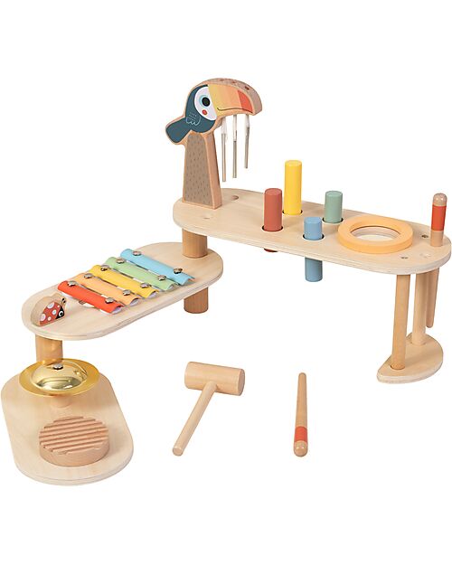 Tooky Toy Foldable Wooden Music Set - 32.2 x 12 x 29.1 cm - 3+ Years Musical Instruments