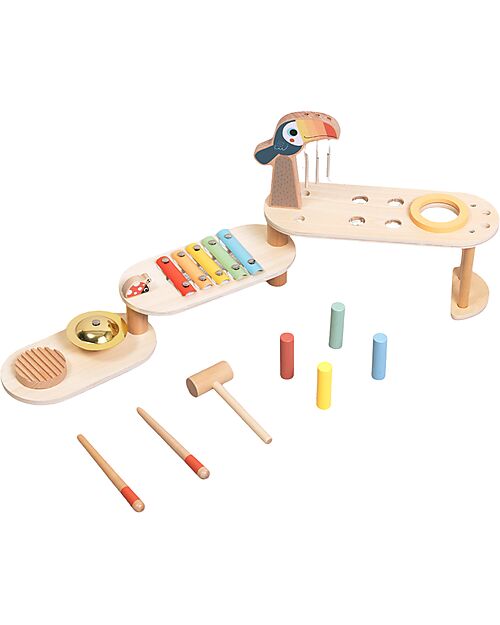Tooky Toy Foldable Wooden Music Set - 32.2 x 12 x 29.1 cm - 3+ Years Musical Instruments