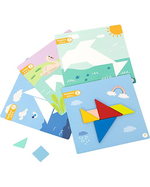 Tooky Toy Magnetic Tangram Toy - 18 Pieces - Over 20 Modular Shapes! - 3+ Years Magnetic Games