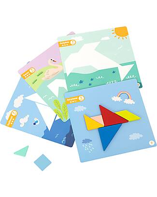 Tooky Toy Magnetic Tangram Toy - 18 Pieces - Over 20 Modular Shapes! - 3+ Years Magnetic Games