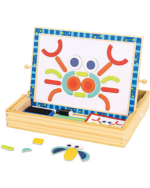Tooky Toy Multi-activity magnetic board - over 30 modular shapes! - 117 Pieces - 31.5 x 22 x 21.5 cm - 3+ Years Magnetic Games
