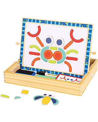 Tooky Toy Multi-activity magnetic board - over 30 modular shapes! - 117 Pieces - 31.5 x 22 x 21.5 cm - 3+ Years Magnetic Games
