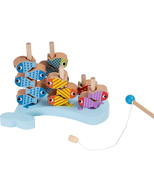 Tooky Toy Multifunctional Wooden Toy - Easy Fishing with Magnet - 25 Pieces - 21.8 x 22 x 4.5 cm - 3+ Years Magnetic Games