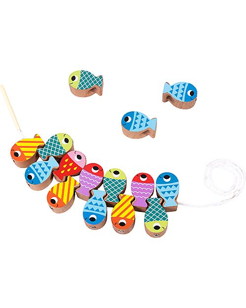 Tooky Toy Multifunctional Wooden Toy - Easy Fishing with Magnet - 25 Pieces - 21.8 x 22 x 4.5 cm - 3+ Years Magnetic Games