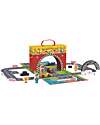 Tooky Toy Racing Track Set - Great for Travel Gaming - 29 x 9.5 x 21.5 cm - From 3 Years - Includes 34 Pieces Wooden Toy Cars, Trains & Trucks