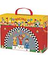 Tooky Toy Racing Track Set - Great for Travel Gaming - 29 x 9.5 x 21.5 cm - From 3 Years - Includes 34 Pieces Wooden Toy Cars, Trains & Trucks