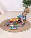 Tooky Toy Racing Track Set - Great for Travel Gaming - 29 x 9.5 x 21.5 cm - From 3 Years - Includes 34 Pieces Wooden Toy Cars, Trains & Trucks
