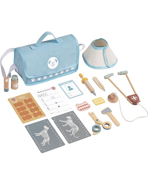 Tooky Toy Small Wooden Vet Set - 16 Pieces - 24 x 18 x 9 cm - 3+ Years Pretend Play