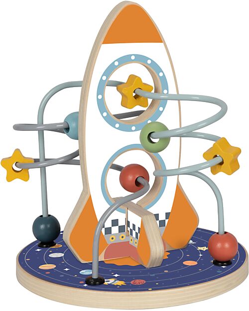 Tooky Toy Wooden Bead Maze - Rocket - 16 x 16 x 18.7 cm - From 12 Months Newborn Toys_