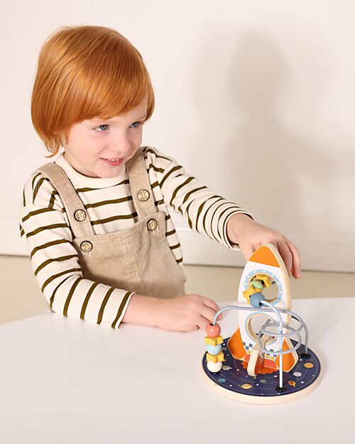 Tooky Toy Wooden Bead Maze - Rocket - 16 x 16 x 18.7 cm - From 12 Months Newborn Toys_