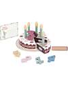 Tooky Toy Wooden Birthday Cake Play Set - ø 17 x 9.7 cm - From 18 Months - Includes 20 Pieces Wooden Food