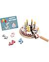 Tooky Toy Wooden Birthday Cake Play Set - ø 17 x 9.7 cm - From 18 Months - Includes 20 Pieces Wooden Food