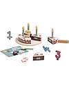 Tooky Toy Wooden Birthday Cake Play Set - ø 17 x 9.7 cm - From 18 Months - Includes 20 Pieces Wooden Food
