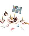 Tooky Toy Wooden Birthday Cake Play Set - ø 17 x 9.7 cm - From 18 Months - Includes 20 Pieces Wooden Food