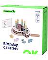 Tooky Toy Wooden Birthday Cake Play Set - ø 17 x 9.7 cm - From 18 Months - Includes 20 Pieces Wooden Food