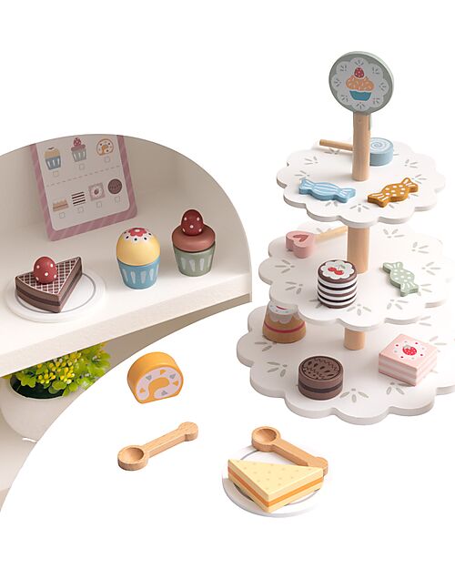 Tooky Toy Wooden cake stand - 22 Pieces - 22 x 31 cm - 3+ Years Wooden Food