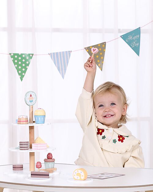 Tooky Toy Wooden cake stand - 22 Pieces - 22 x 31 cm - 3+ Years Wooden Food