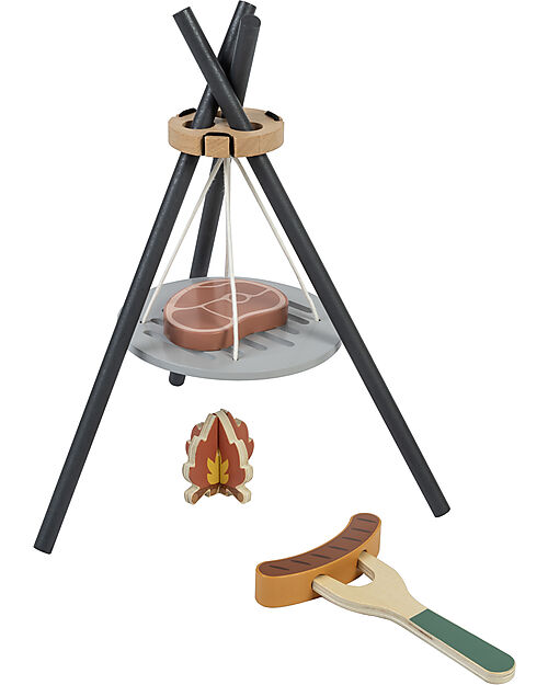 Tooky Toy Wooden Camping Set - 35 Pieces - 28 x 38 x 33 cm - 3+ Years Wooden Toy Tools