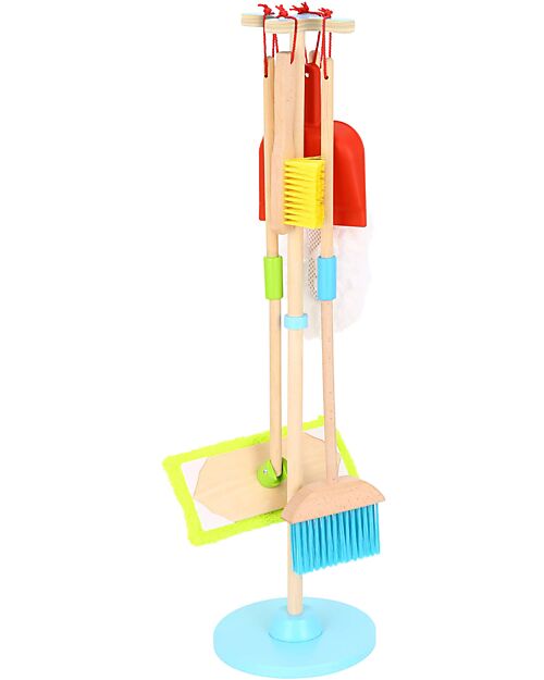 Tooky Toy Wooden Cleaning Play Set - 25 x 25 x 79 cm - From 3 Years - Includes 6 Pieces Pretend Play
