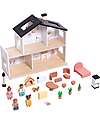 Tooky Toy Wooden Dollhouse - 20 Pieces - 50 x 19.5 x 41 cm - 3+ Years Dolls Houses