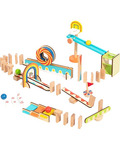 Tooky Toy Wooden Dominoes - 57 Pieces - 3+ Years Wooden Blocks and Construction Sets