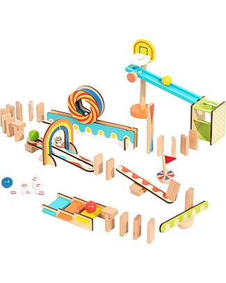 Tooky Toy Wooden Dominoes - 57 Pieces - 3+ Years Wooden Blocks and Construction Sets