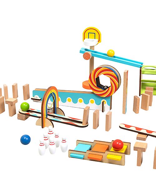Tooky Toy Wooden Dominoes - 57 Pieces - 3+ Years Wooden Blocks and Construction Sets