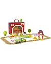 Tooky Toy Wooden Farm Set - Great for Travel Gaming - 29 x 9.5 x 21.5 cm - From 3 Years - Includes 35 Pieces Wooden Toy Cars, Trains & Trucks