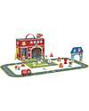 Tooky Toy Wooden Fire Station Set - Great for Travel Gaming - 29 x 9.5 x 21.5 cm - From 3 Years - Includes 35 Pieces Wooden Toy Cars, Trains & Trucks