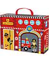 Tooky Toy Wooden Fire Station Set - Great for Travel Gaming - 29 x 9.5 x 21.5 cm - From 3 Years - Includes 35 Pieces Wooden Toy Cars, Trains & Trucks
