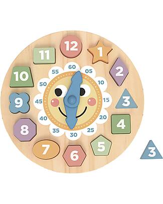 Tooky Toy Wooden Interlocking Game - Clock - 22 x 2.3 cm - 3+ Years Wooden Stacking Toys