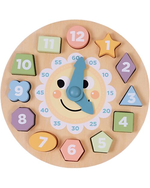 Tooky Toy Wooden Interlocking Game - Clock - 22 x 2.3 cm - 3+ Years Wooden Stacking Toys