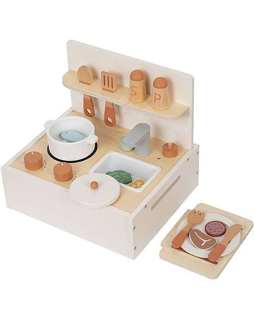 Tooky Toy Wooden Kitchen Set - 23 pieces - 30 x 25.5 x 27 cm - 3+ Years Toy Kitchens