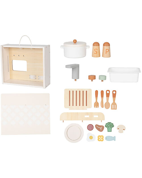 Tooky Toy Wooden Kitchen Set - 23 pieces - 30 x 25.5 x 27 cm - 3+ Years Toy Kitchens