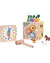 Tooky Toy Wooden Multiactivity Cube - 27 Pieces - 14.5 cm - 18m+ Sensory Games_