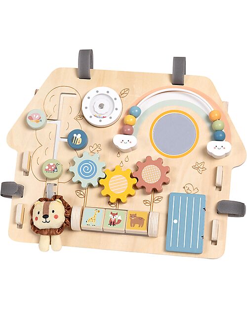 Tooky Toy Wooden Multiactivity Panel - Reclining - 40 x 4 x 30 cm - 12m+ Sensory Games_