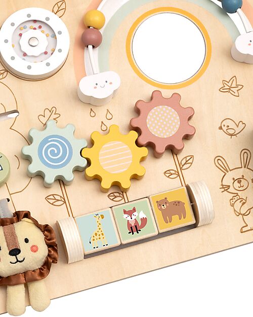 Tooky Toy Wooden Multiactivity Panel - Reclining - 40 x 4 x 30 cm - 12m+ Sensory Games_