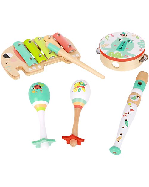 Tooky Toy Wooden Musical Instrument Set - From 18 Months - Includes 5 Instruments Musical Instruments