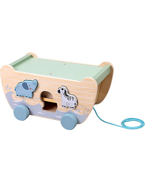 Tooky Toy Wooden Noah’s Ark - 26 x 17 x 20.5 cm - From 24 Months - Includes 22 Pieces Wooden Animals