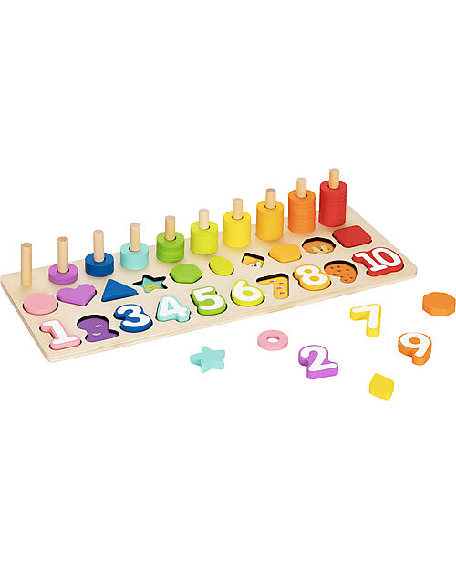 Tooky Toy Wooden Numeric Stacking Abacus - 44.9 x 17.6 x 10 cm - From 18 Months - Includes 76 Pieces STEM toys