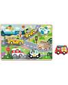 Tooky Toy Wooden Peg Puzzle - Transportation - 29.5 x 21 cm - From 12 Months Wooden Stacking Toys