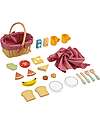 Tooky Toy Wooden Picnic Basket - 23 Pieces - 22 x 15 x 25 cm - 3+ Years Wooden Food